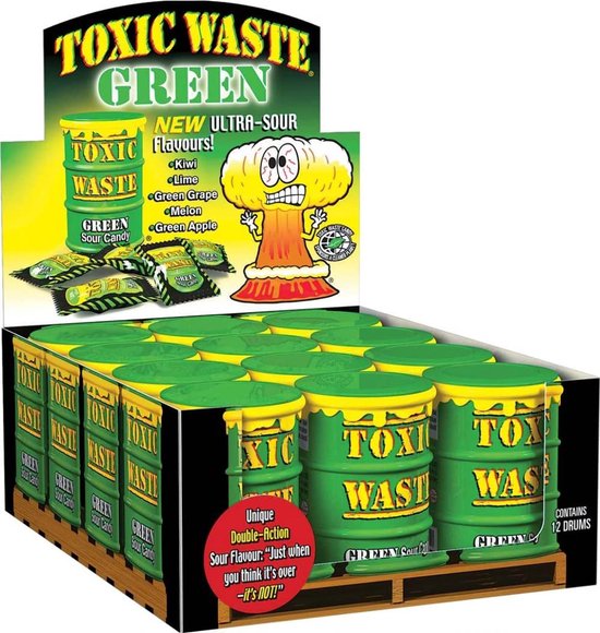 TOXIC WASTE DRUM GREEN SOUR CANDY  /12