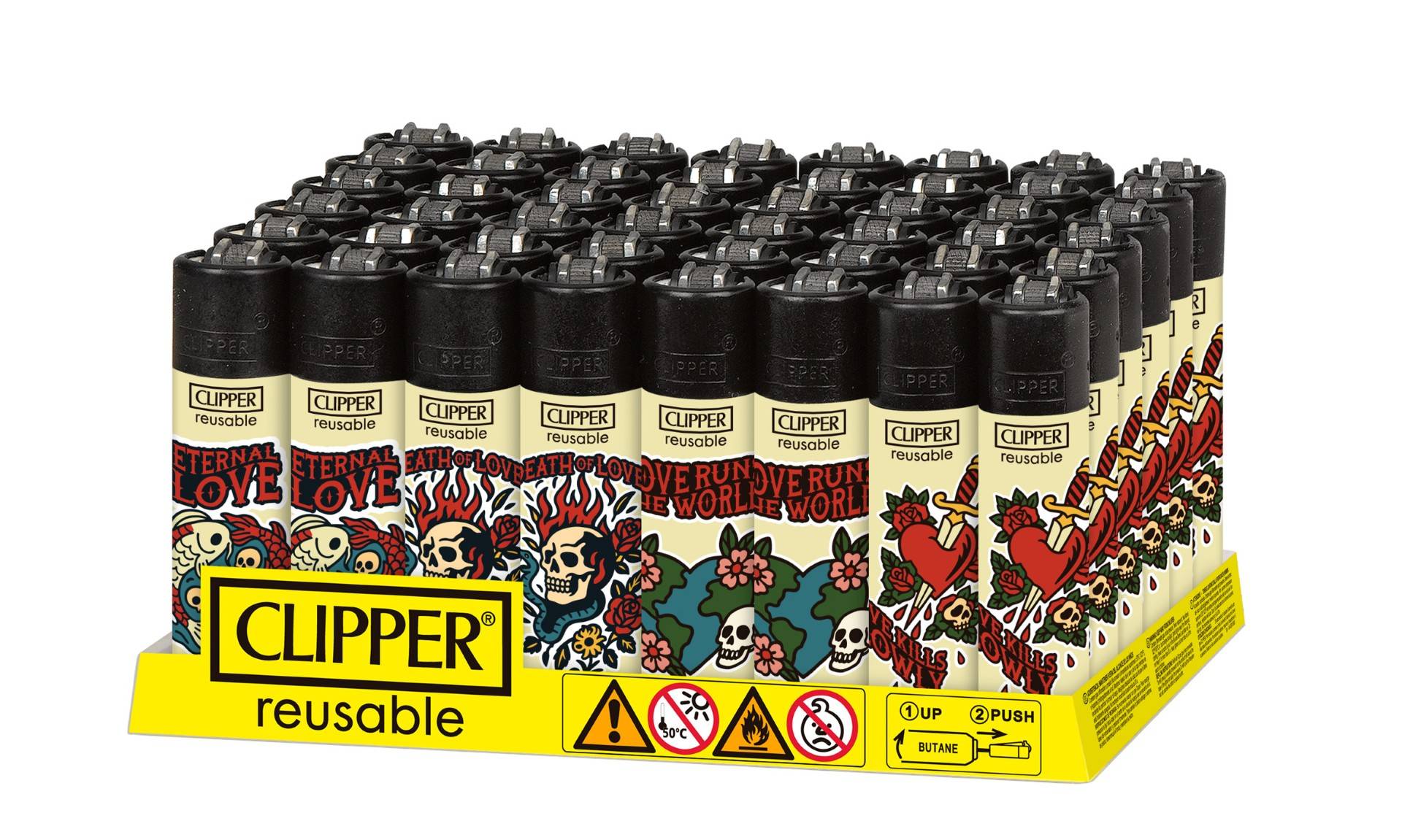 CLIPPER LIGHTER NEW SCHOOL SKULLS/48