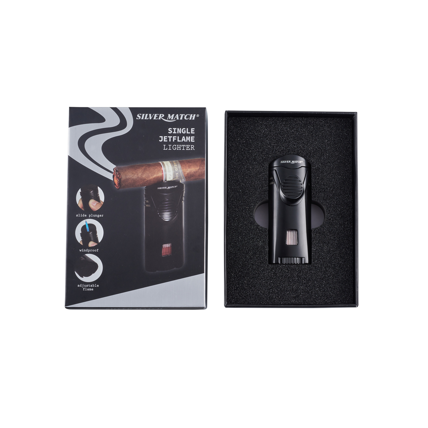 SILVER MATCH DEBDEN BLUEFLAME W/CIGARHOLDER