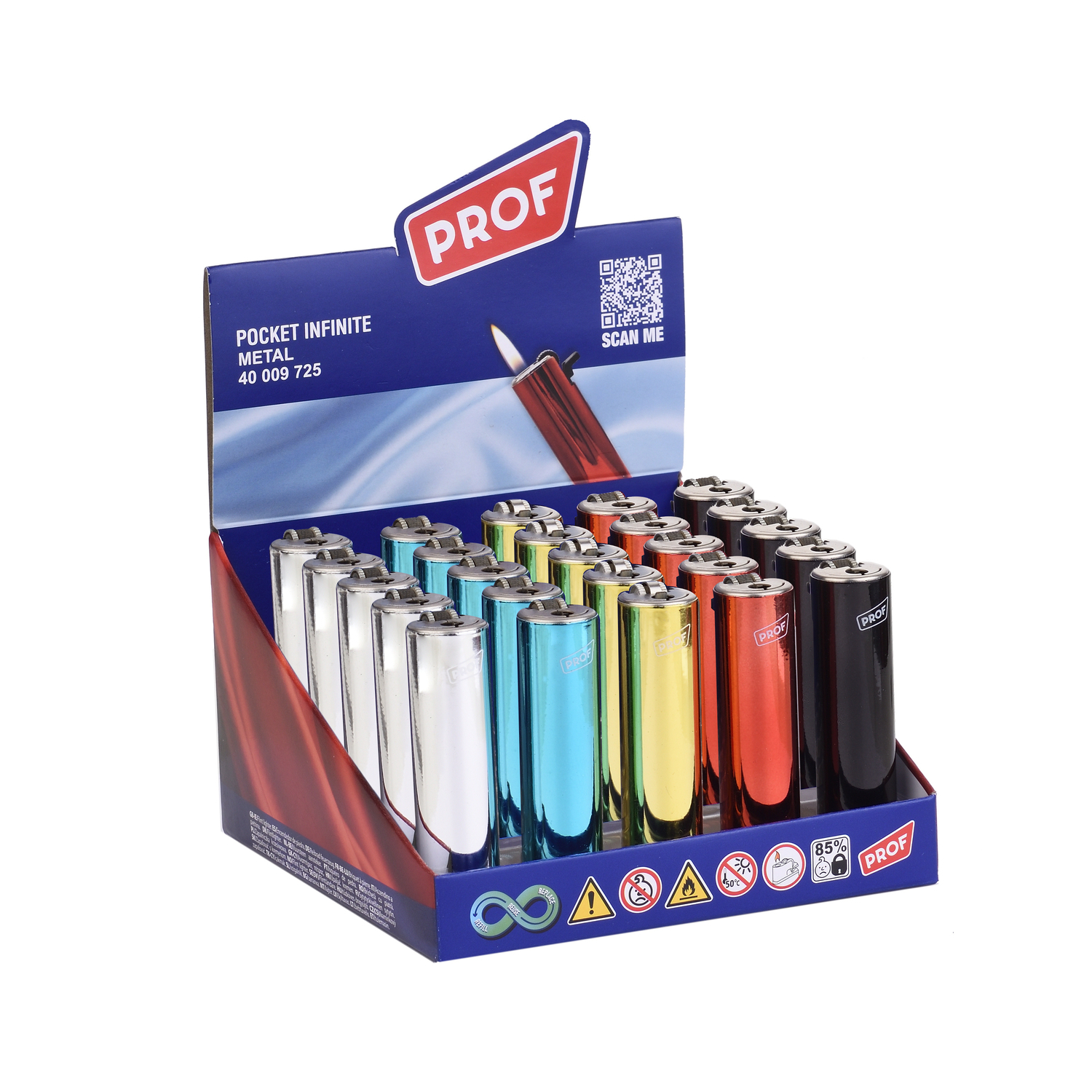 PROF REFILLABLE METAL ROUND FLINT/25