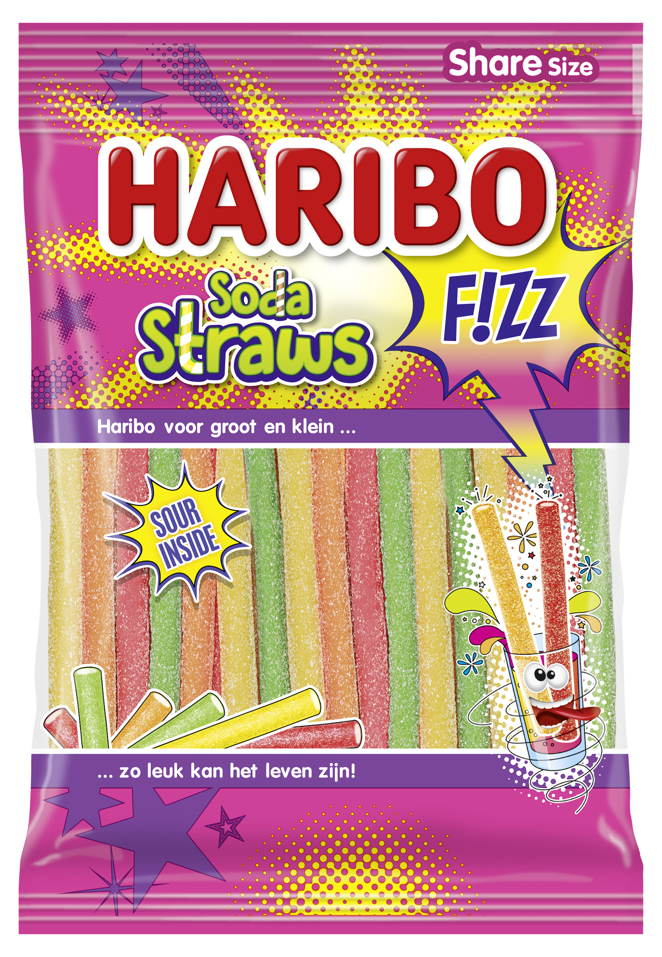 HARIBO 180G  SODA STRAWS FIZZ /18