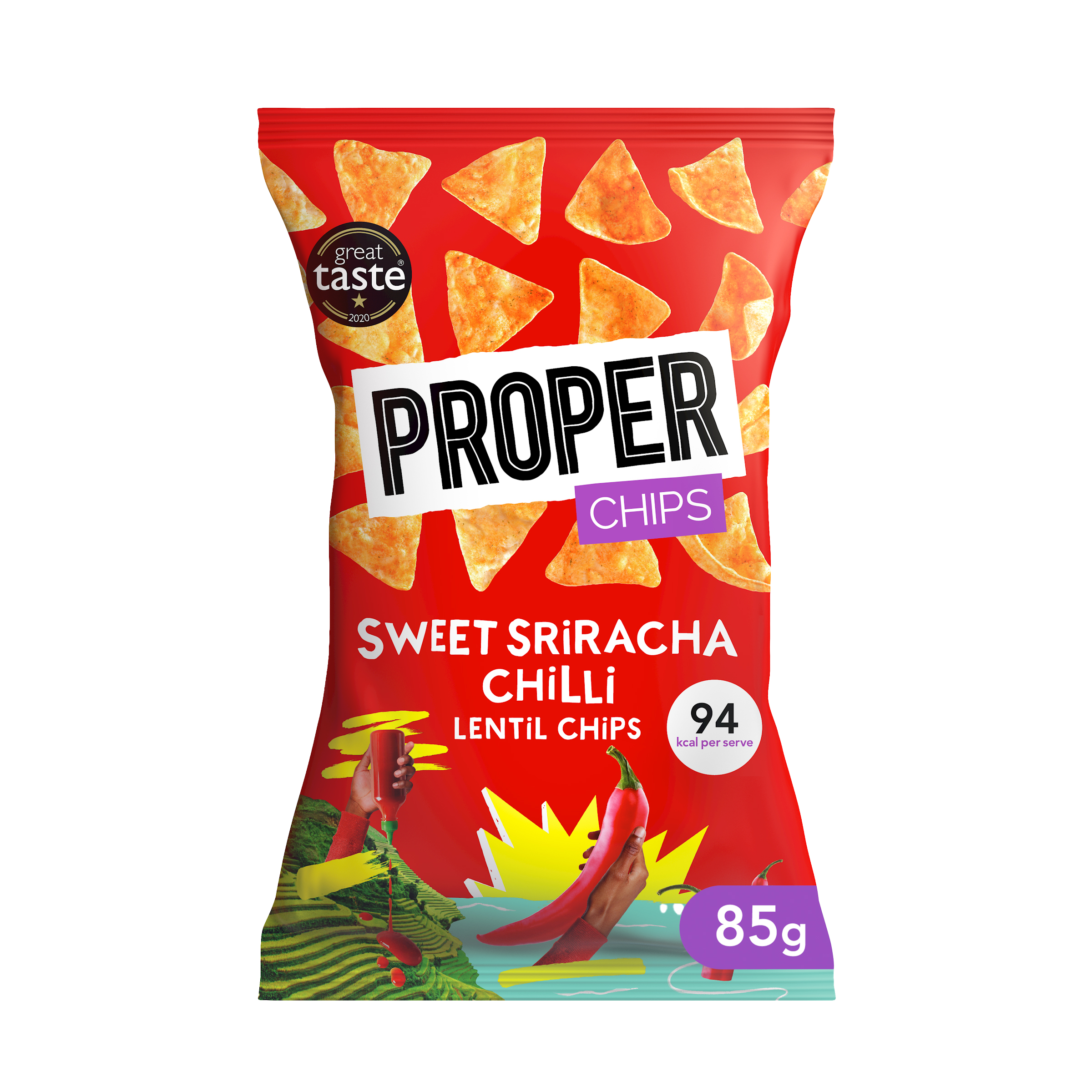 PROPER 85GR LENTIL CHIPS SWEET SRIRACHA CHILLI  /8