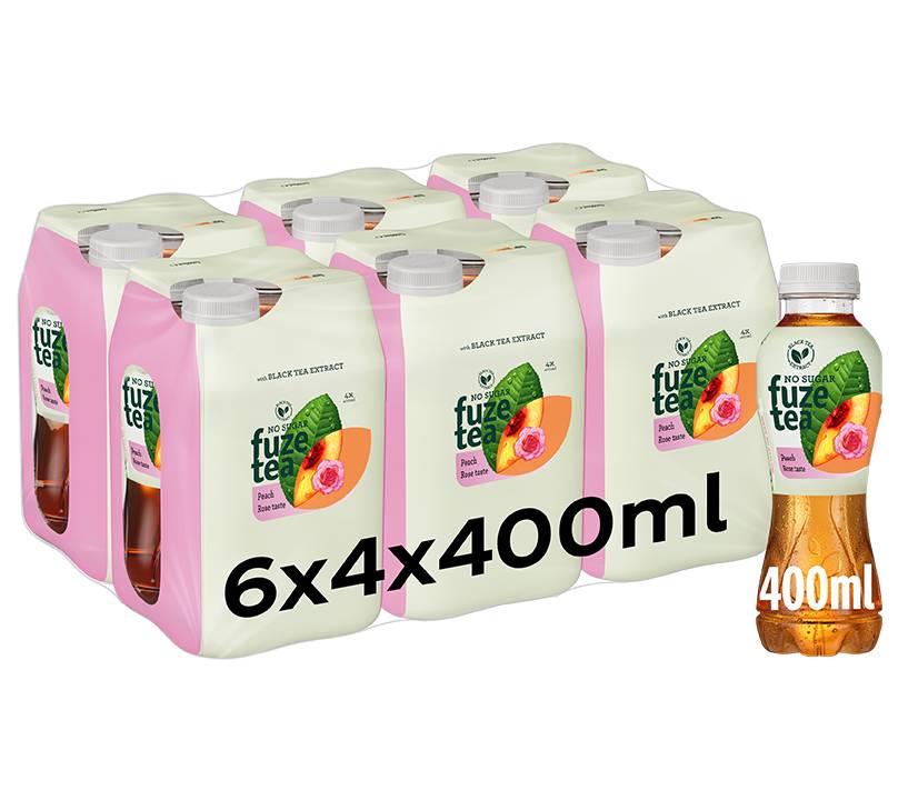 FUZE TEA 40CL BLACK TEA PEACH ROSE NO SUGAR PET /6x4PACK